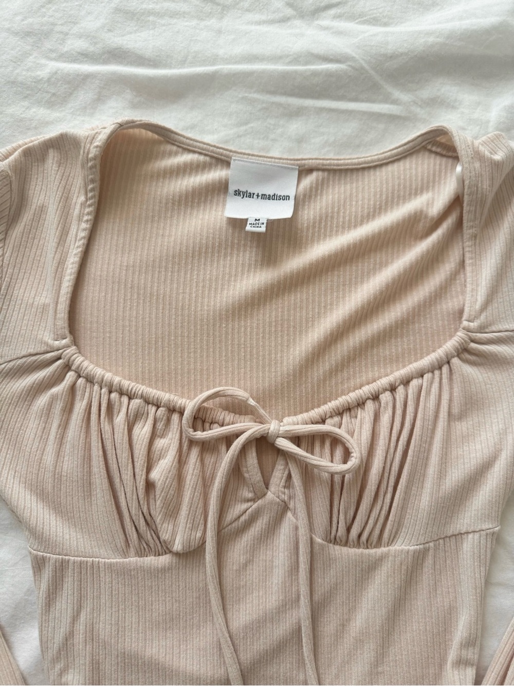Tan Ribbed Long Sleeve Top - Picture 2 of 5